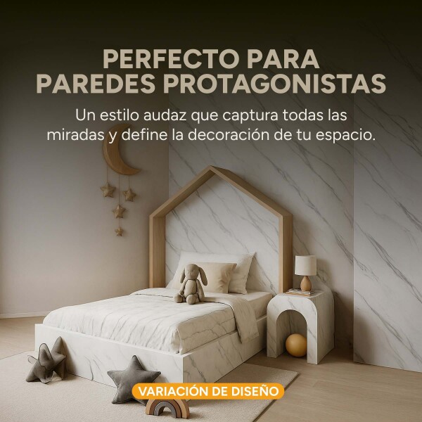 Placa PVC Símil Mármol 2,44 x 1,22 m Diseño Mármol Negro