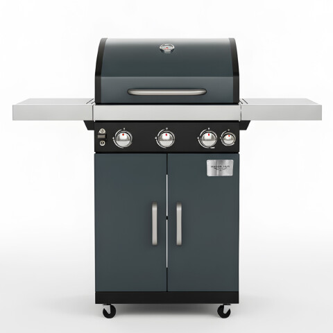 Parrillero Barbacoa A Gas Portátil Patio Jardín Hornalla X4 Color Gris