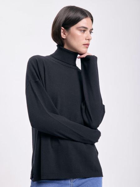 Polera punto de rib Negro