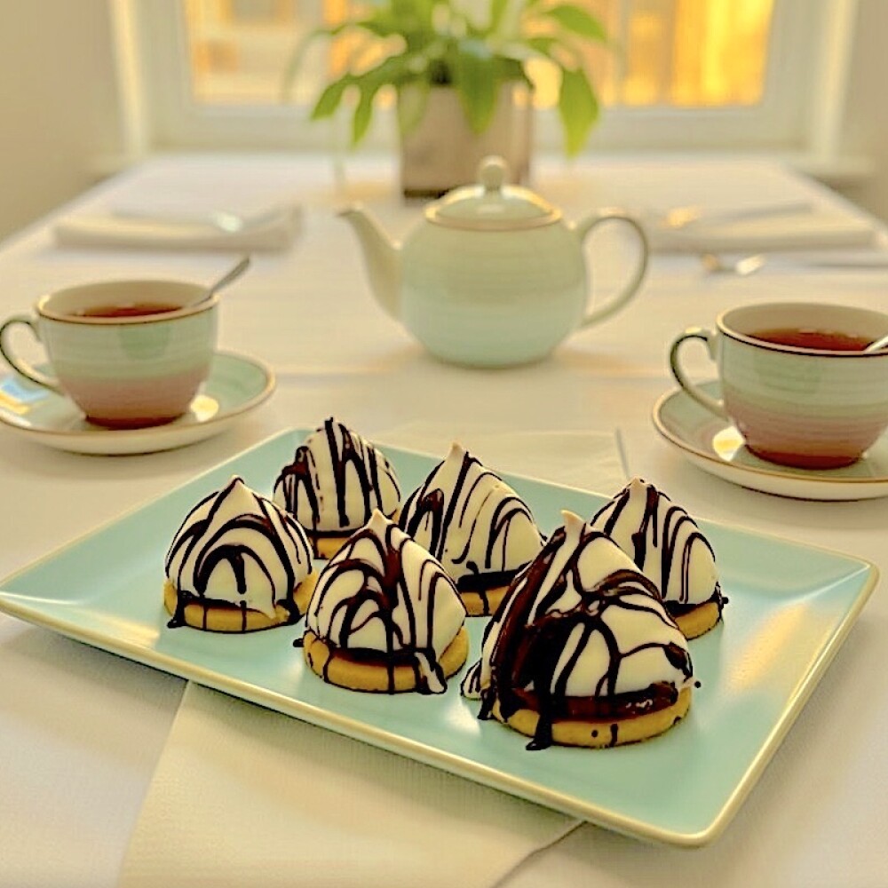 Pinitos de Chocolate Blanco Bañado en Chocolate Negro Pinitos de Chocolate Blanco Bañado en Chocolate Negro