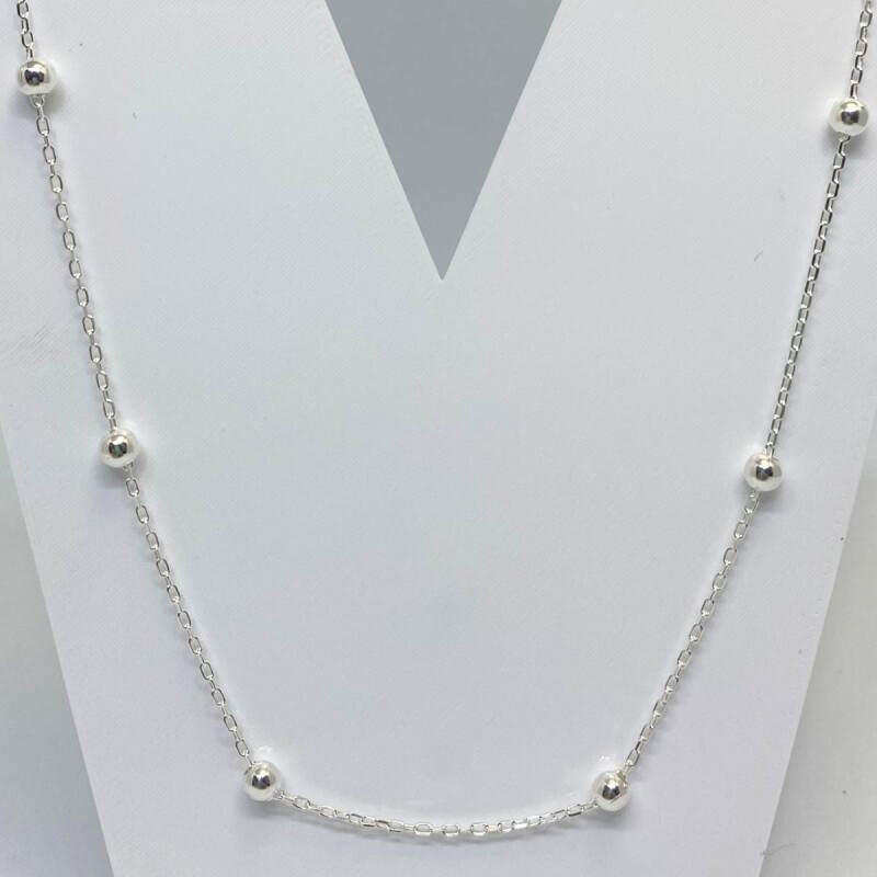 CADENA DE PLATA TIPO FORCE CORTO Y BOLA , LARGO 50 CM L8dprcb-035-50-x2