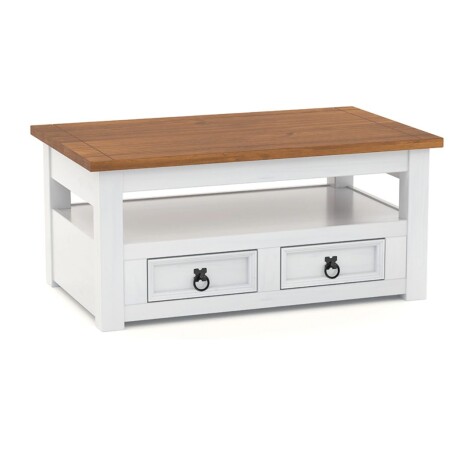 Promo Rack de Tv + Mesa Ratona Articulada Linea Naturale Blanco/Roble