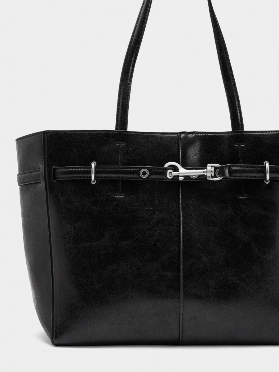 Bolso Shopper Cinturón Con Mosquetón negro