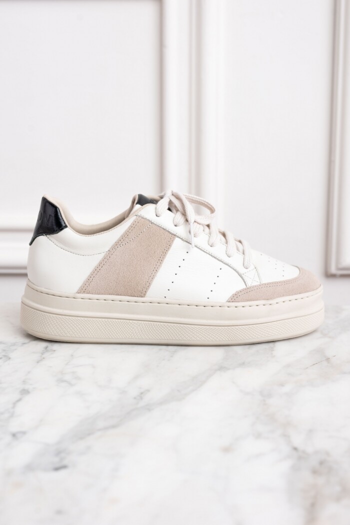 Zapatilla Combinada Cuero Nácar