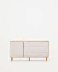 Aparador Anielle 1 puerta y 3 cajones de madera maciza y chapa de fresno 150 x 78 cm