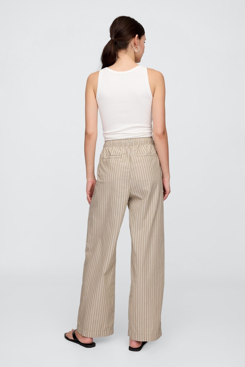 Pantalón Poplin Mujer Brown Stripe
