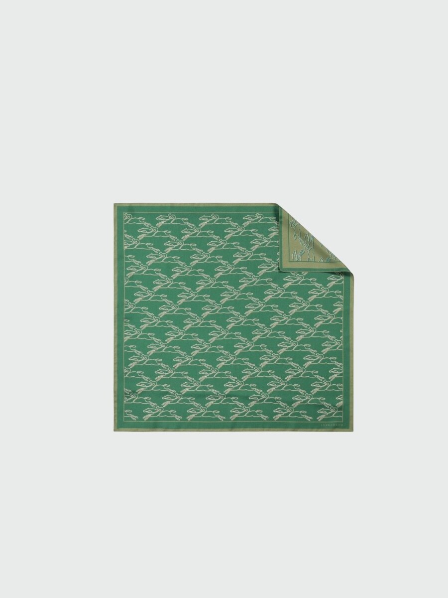 Longchamp -Pañuelo de seda 70 X 70 , Longchamp - Aguamarina 
