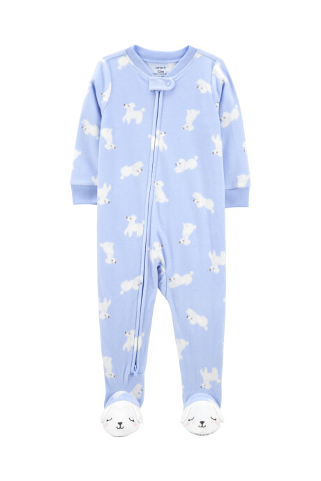 Pijama una pieza de micropolar, con pie, diseño caniches Sin color