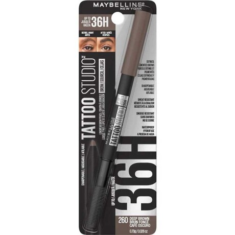 MAYBELLINE TATTOO STUDIO 36H LAPIZ DELINEADOR DE CEJAS N°260 DEEP BROWN MAYBELLINE TATTOO STUDIO 36H LAPIZ DELINEADOR DE CEJAS N°260 DEEP BROWN