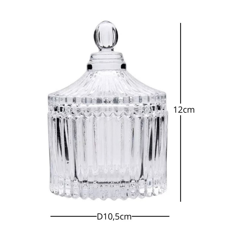 Votivo vidrio labrado con tapa 10,5x12cm TRANSPARENTE