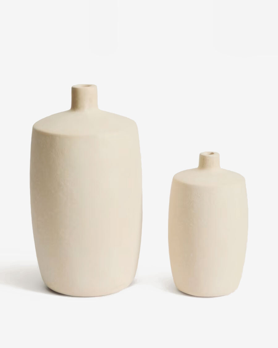 Jarrón Mireni de papel maché beige Ø 39 cm Jarrón Mireni de papel maché beige Ø 39 cm