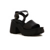 Sandalias Mujer Euro Teens Tira Ancha Y Pulsera Con Hebilla Negro
