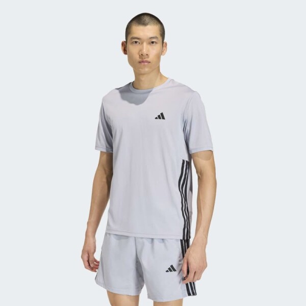 Remera Adidas Workout Essentials Base 3 Rayas Gris