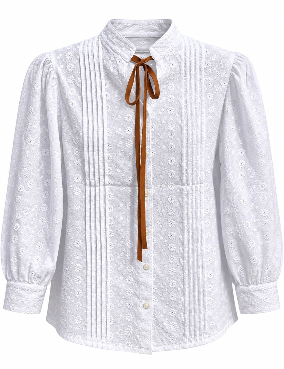 Blusa Broderie Con Lazo - Marron 