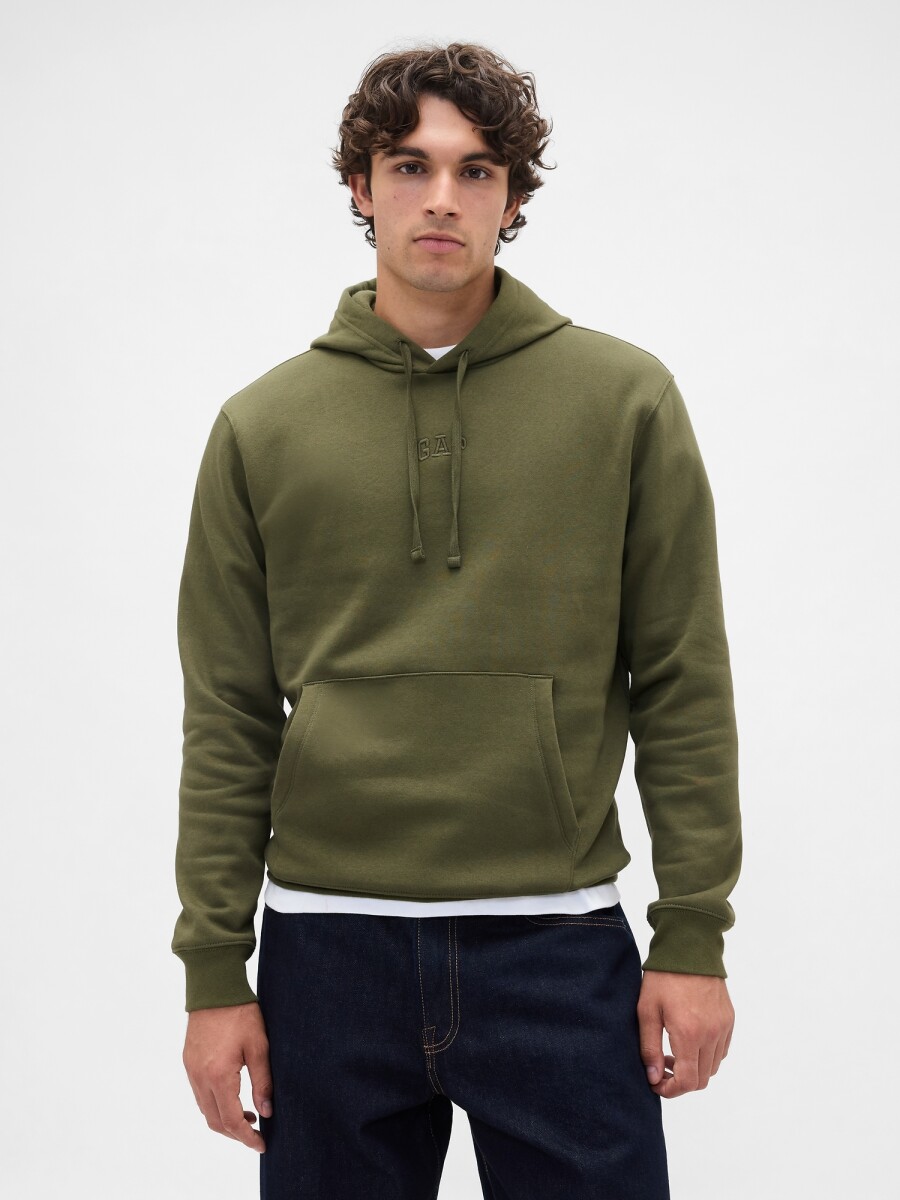 Buzo Canguro Mini Logo Gap Hombre - Army Jacket Green 