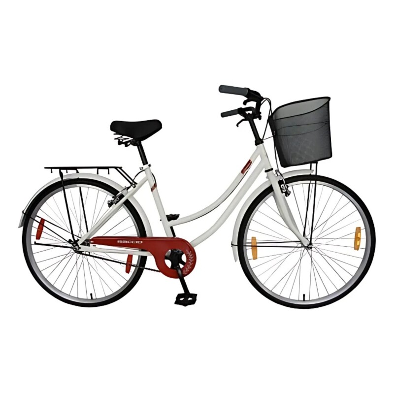 Bicicleta Baccio Siena Vintage Rodado 26 De Paseo Con Canasto Y Parrilla Trasera Blanco