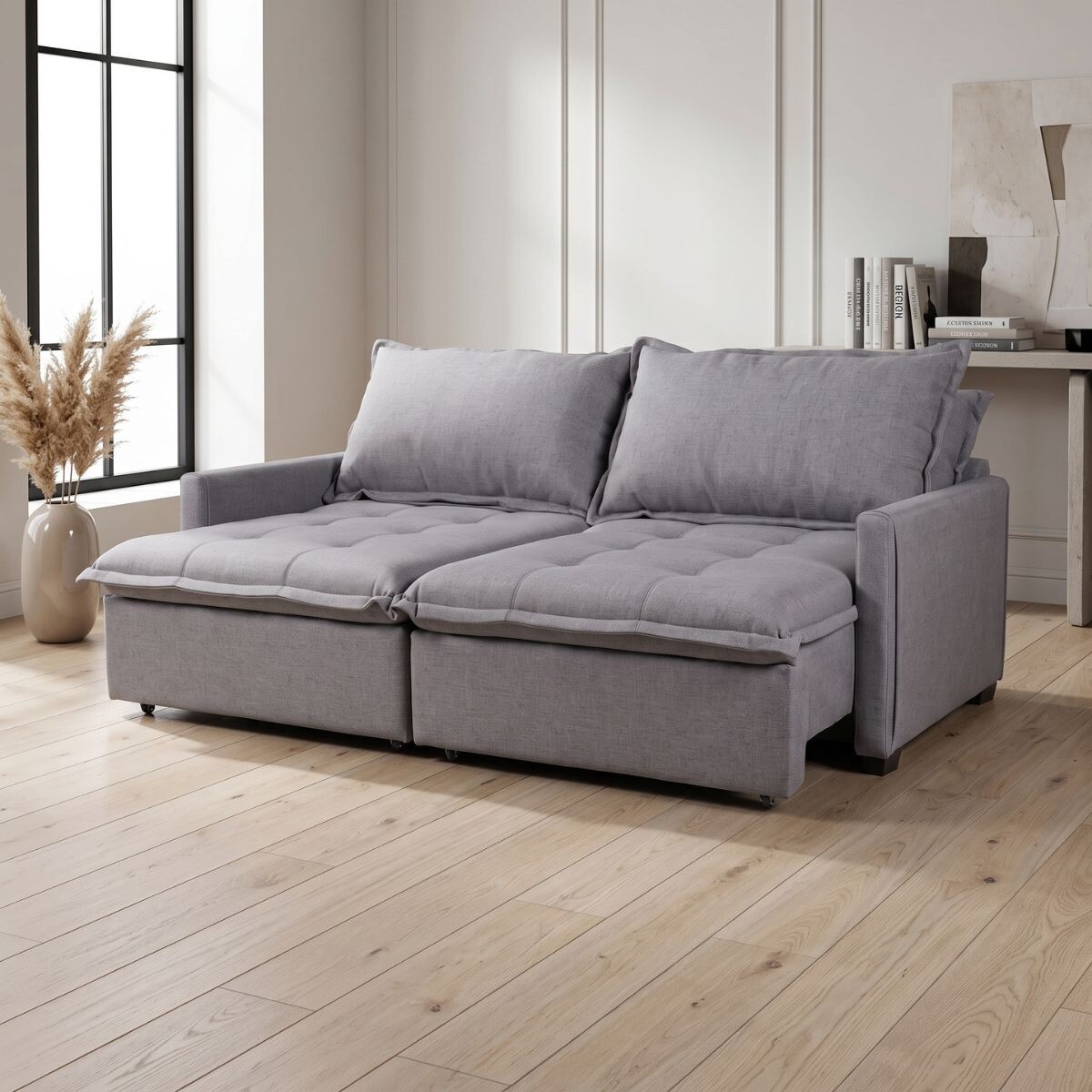 Sofá Cama Oliver - Tela Microfibra - 12091 (Gris) 