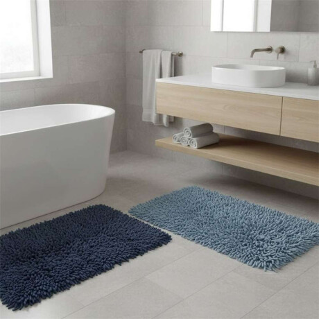 Alfombra Rect Baño Montañas Shaggy 40*60Cm Celeste