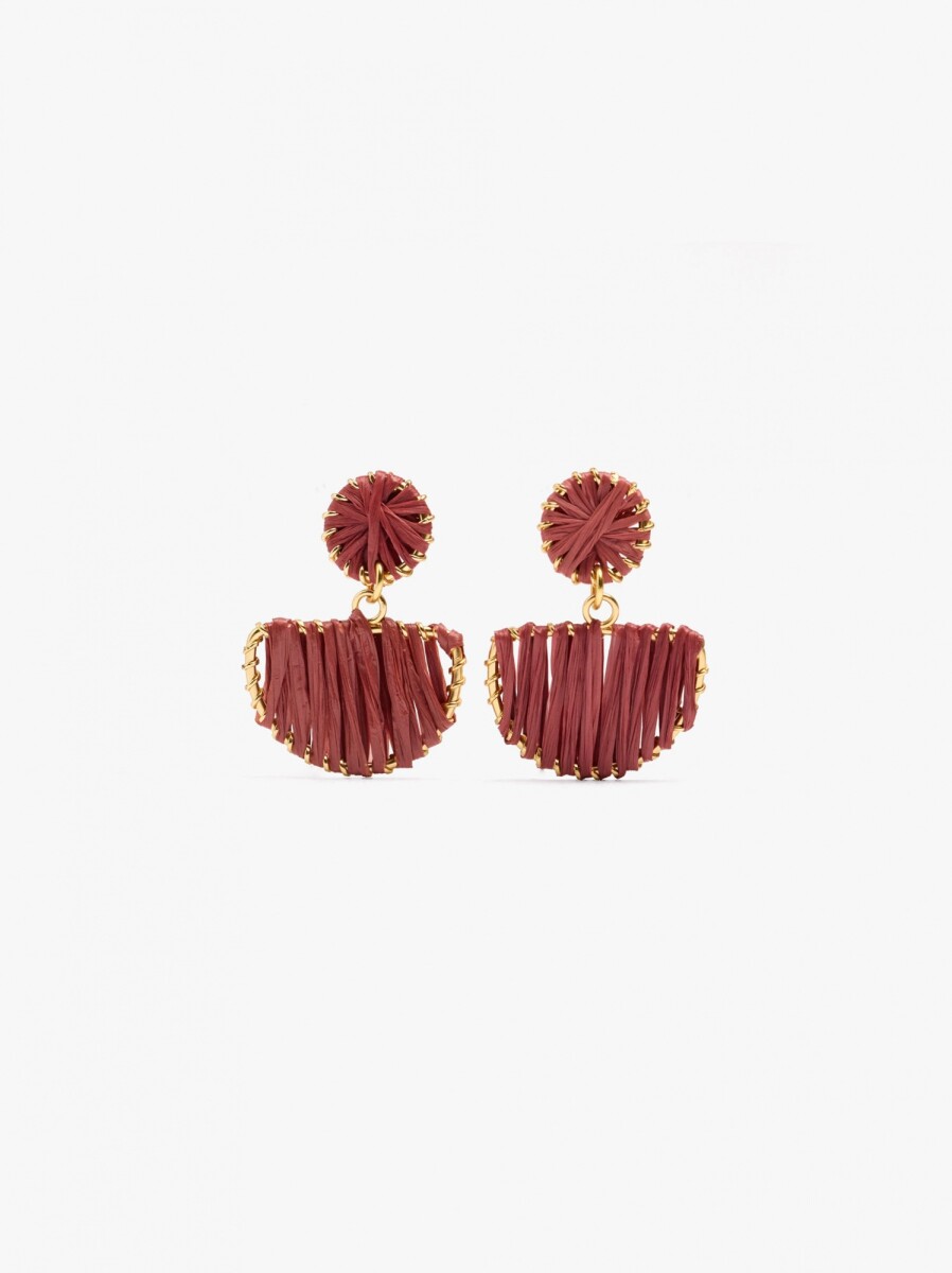 Pendientes Semicírculos Con Rafia - naranja 