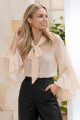 BLUSA C646/25 ESCOTE V M/L CON VOLADOS Y LAZO EN CUELLO Beige