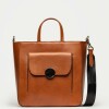 Shopper The Circle en cuero liso Cuoio