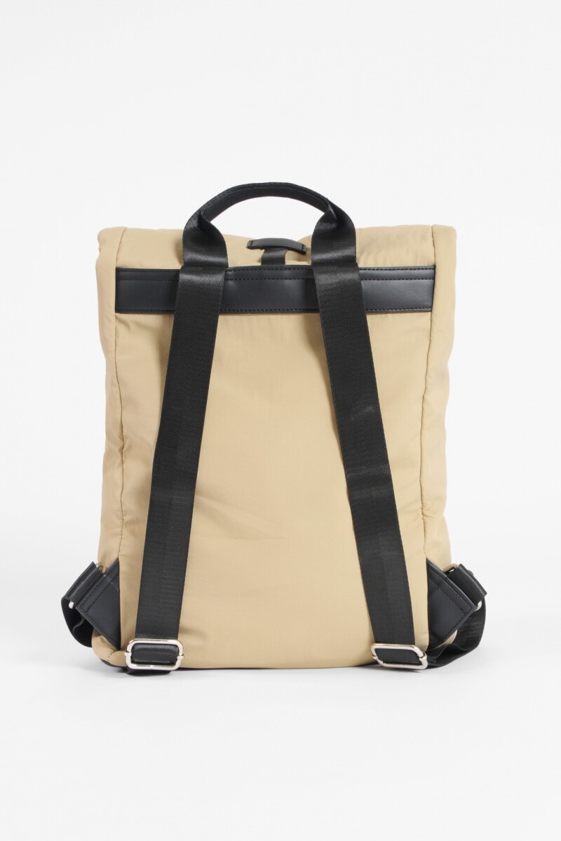Mochila zipper de tela beige