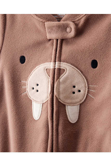 Pijama una pieza de micropolar, con pie, estampa morsa Sin color