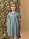 Vestidode Lino Con Tiras Bordadas Verde