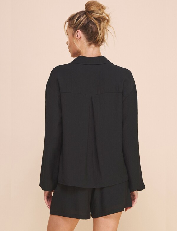 Blusa Holgada Escote V Cruzado NEGRO
