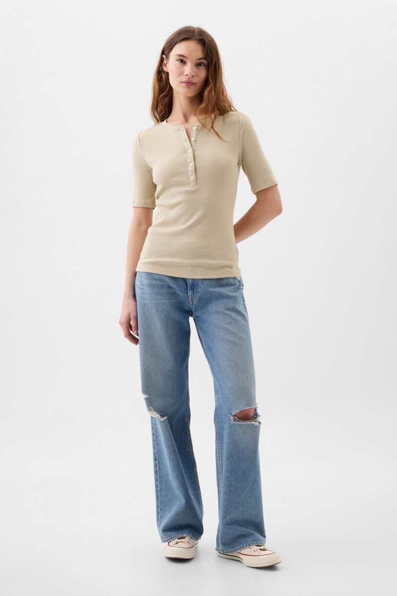 Remera Manga Corta Con Botones Mujer - Bedrock 291 