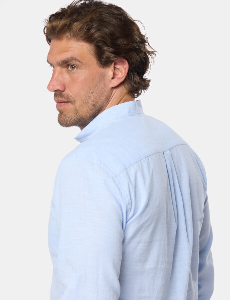 CAMISA DE LINO CUELLO MAO Azul