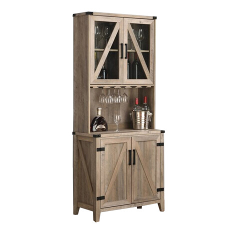 CRISTALERO 4 PUERTAS ARMARIO BAR COPERO BOTELLERO ESTANTERÍA COLOR MADERA