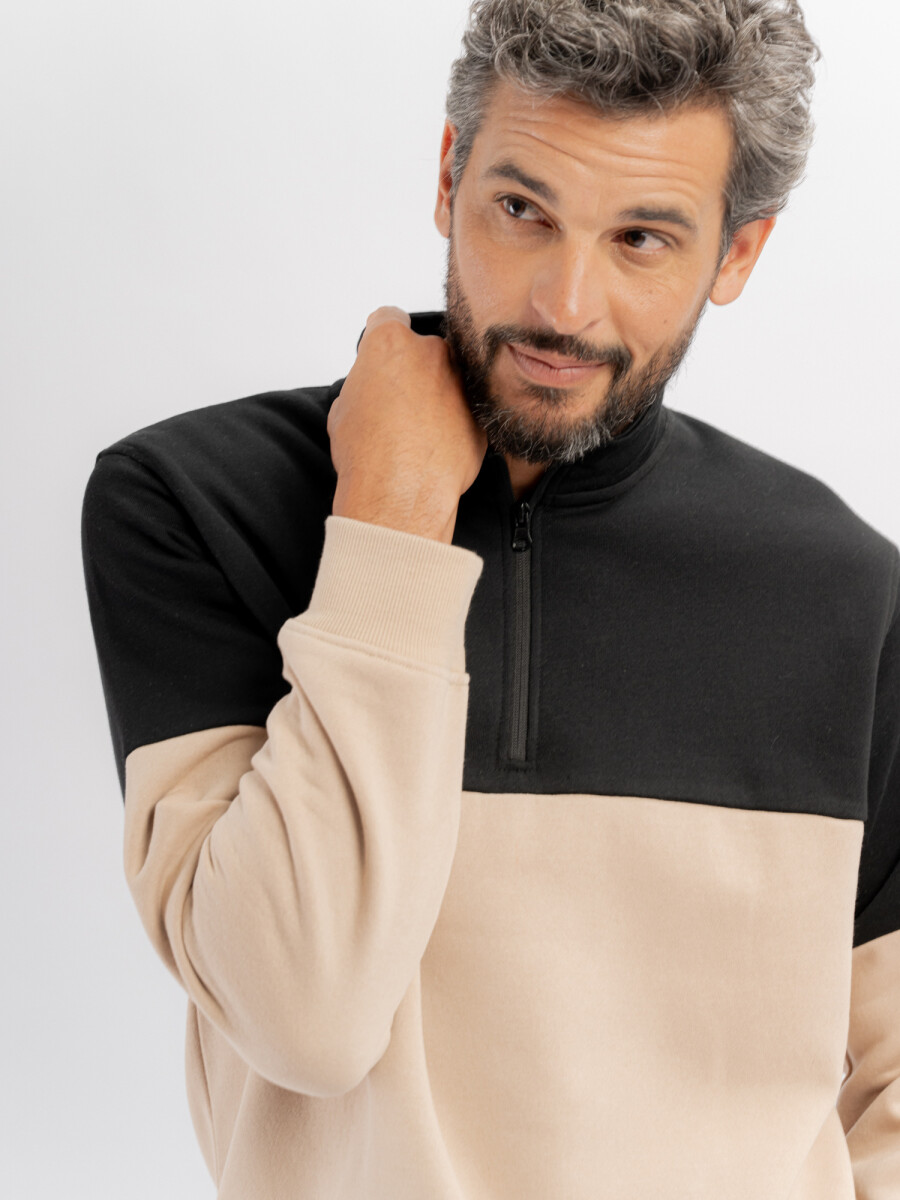 Buzo felpa combinado - beige 