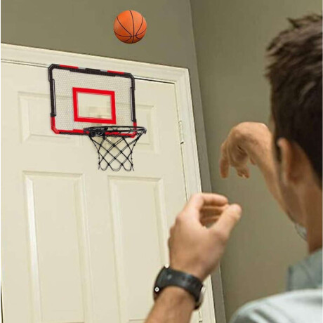 Aro de basquetbol con pelota e inflador para puerta Negro