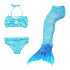 Traje De Baño Niña 3 Piezas Sirena Playa Piscina Cosplay Variante Color Azul Talle 110