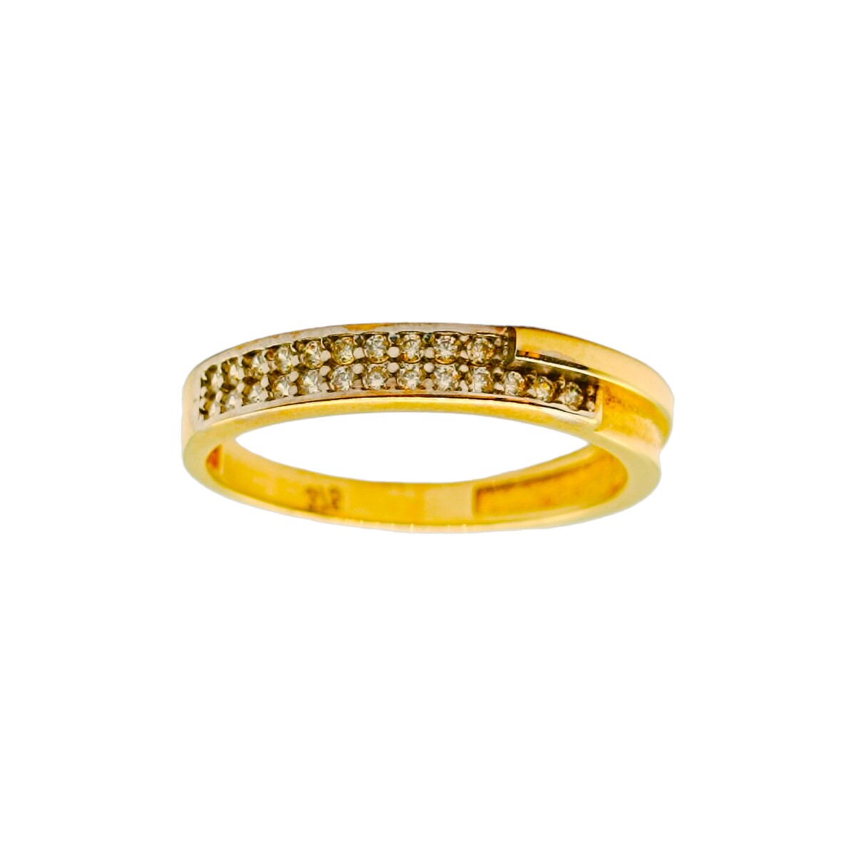 Anillo doble fila-Oro bajo-Piedra Zirconia-AN8046 - conpiedra 