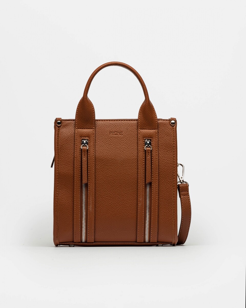 Cartera de Mano Oak en Efecto Cuero Liso - Marron 