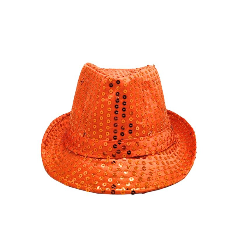 Sombrero Tipo Tango Lentejuelas con Luz Naranja