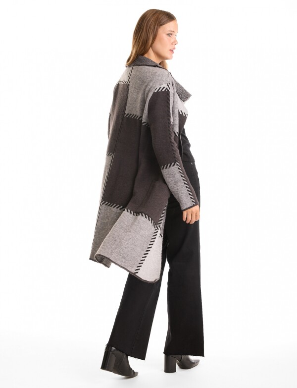 Cardigan Largo Patchwork NEGRO/GRIS