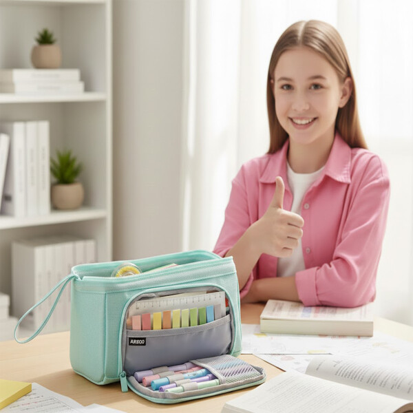 Cartuchera Escolar Liceal Organizador 22cm Gran Capacidad Verde