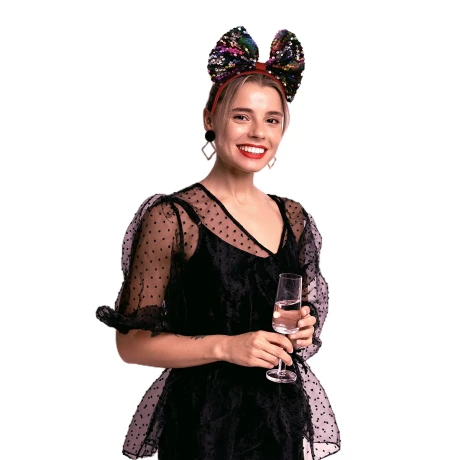 Vincha con moña y lentejuelas Vincha con moña y lentejuelas