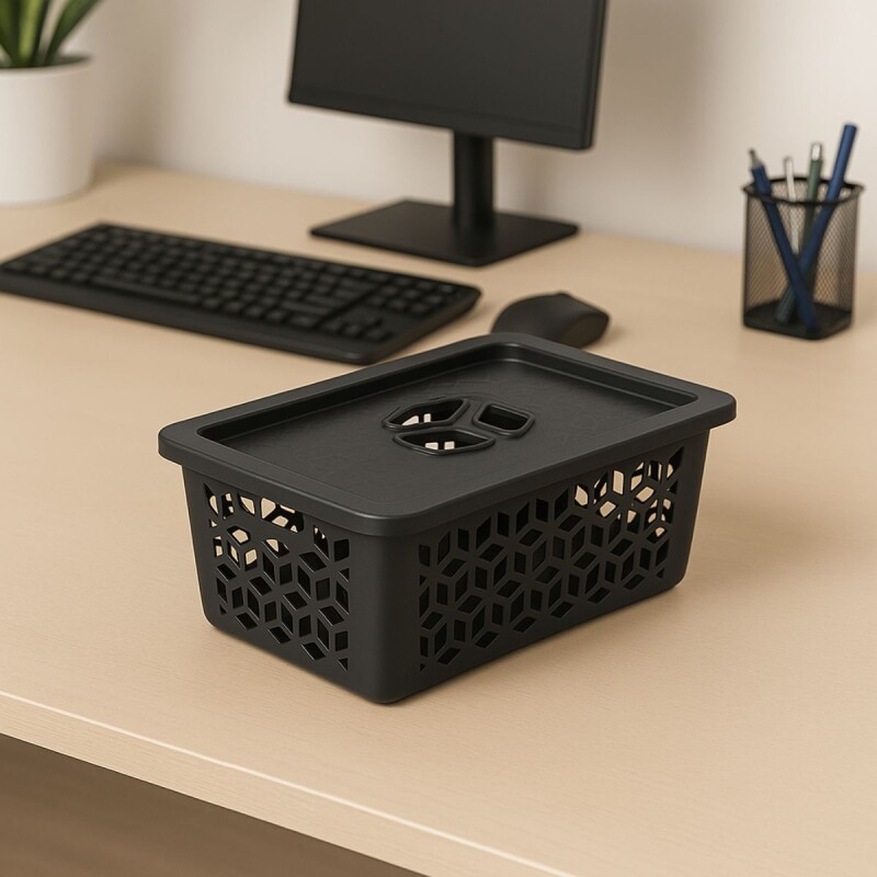 Caja organizadora con tapa M 5L NEGRO