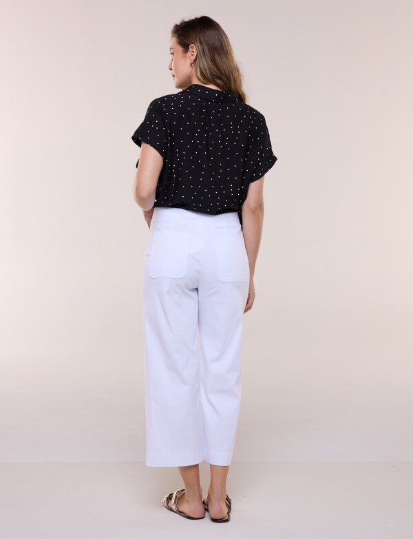 Pantalón Crop Con Bolsillos BLANCO