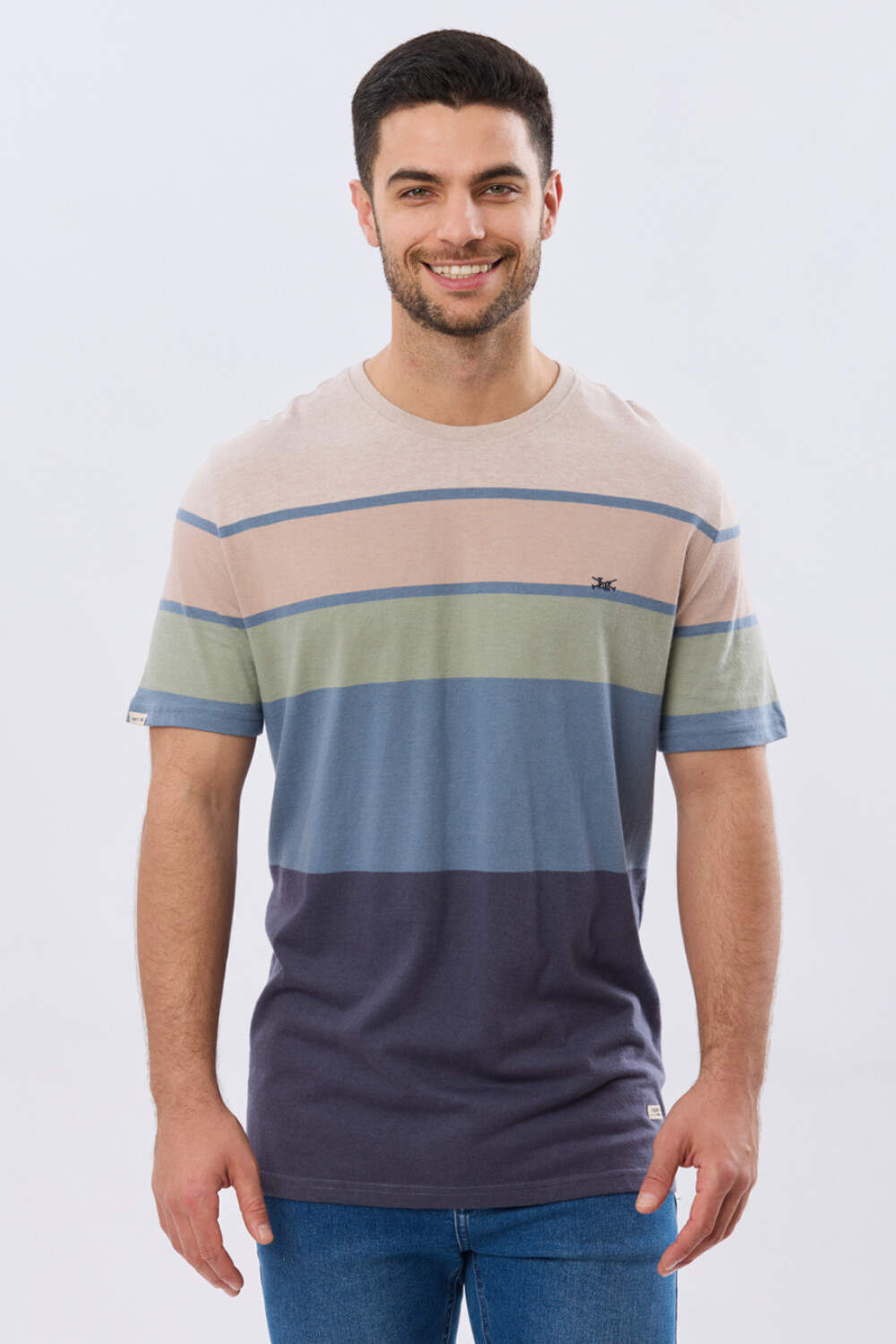 REMERA RAYADA DE ALGODÓN Beige