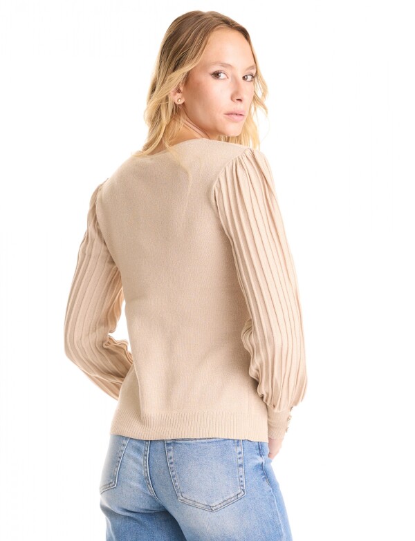 Buzo Manga Plisada BEIGE