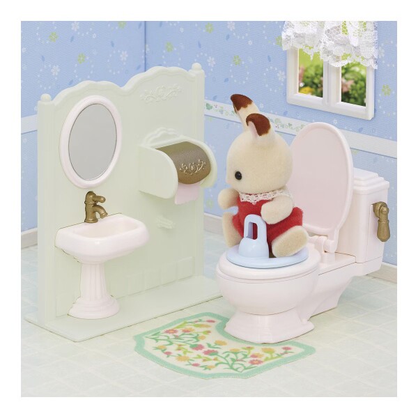 Sylvanian Families Set Baño Interactivo Muebles Inodoro Casa Variante Modelo Baño