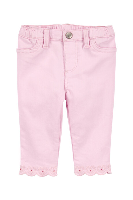Pantalón de algodón, con dobladillo bordado Sin color