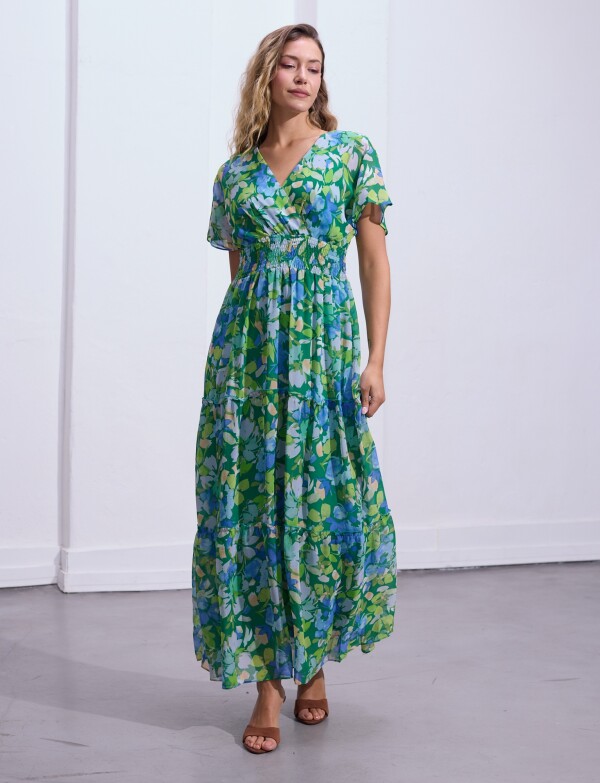 Vestido Maxi Dolman VERDE/MULTI