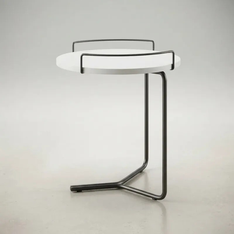 Mesa de arrimo blanca - Pata de metal. Mesa de arrimo blanca - Pata de metal.
