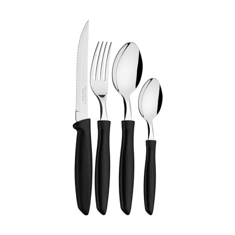 Juego de cubiertos negros 24 piezas "PLENUS" -TRAMONTINA TN9715